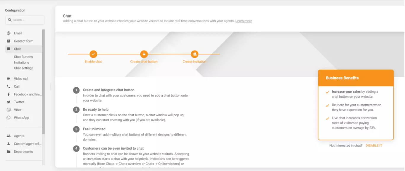 Διαμόρφωση συνομιλίας LiveAgent