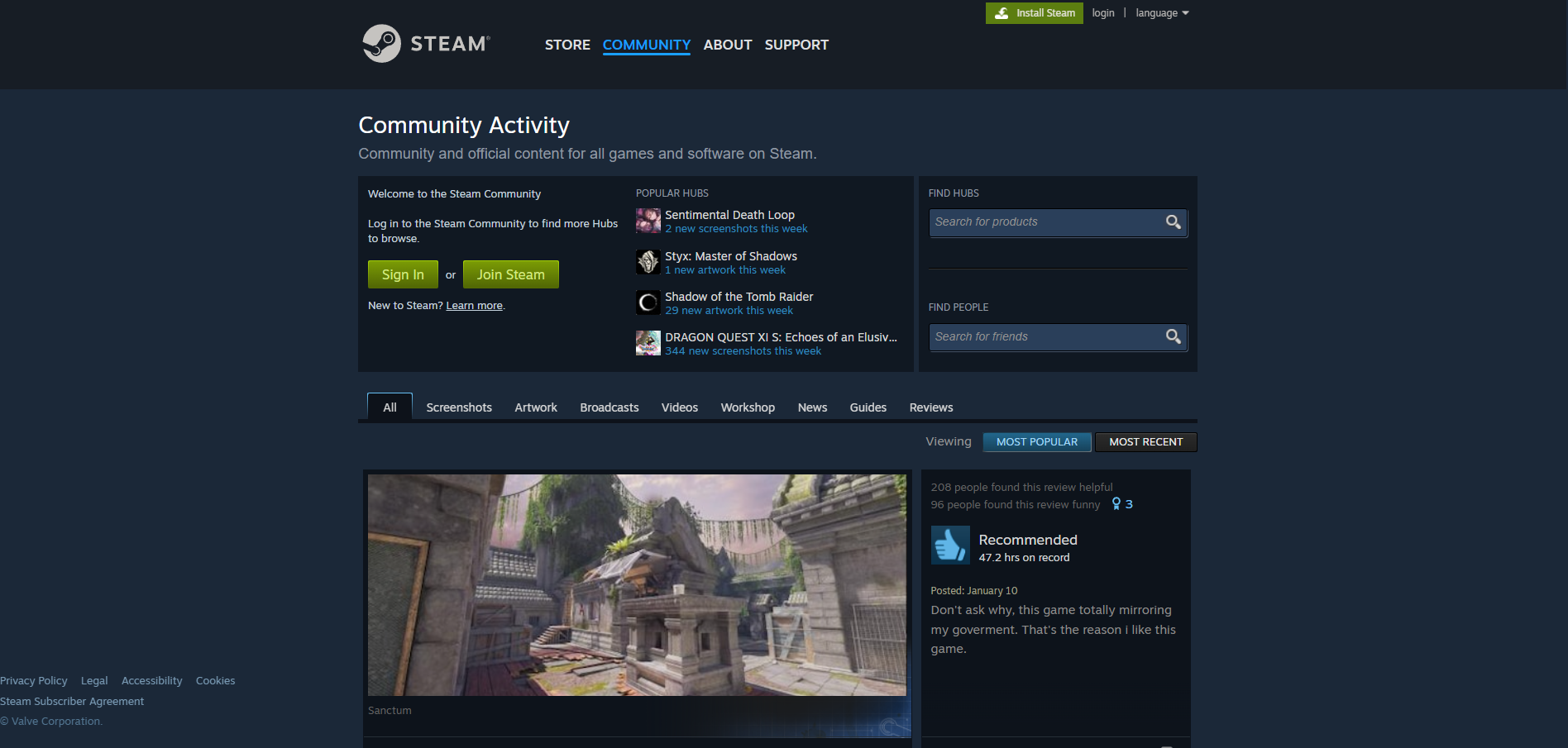 Επαφές Steam Community Help Desk
