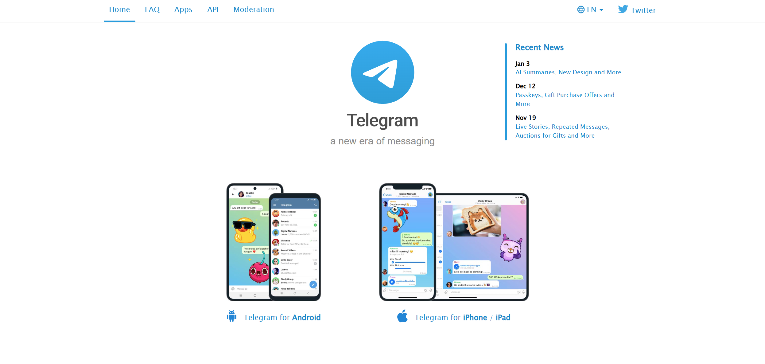 Επαφές Help Desk του Telegram
