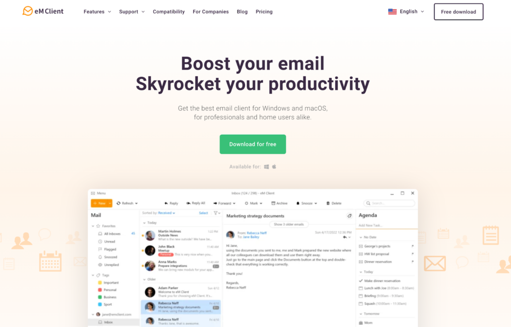 Αρχική σελίδα eM Client