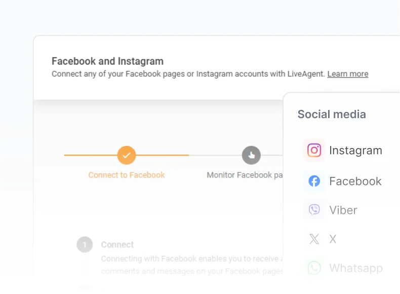 Ενσωματώσεις κοινωνικών δικτύων LiveAgent με Facebook, Instagram και WhatsApp