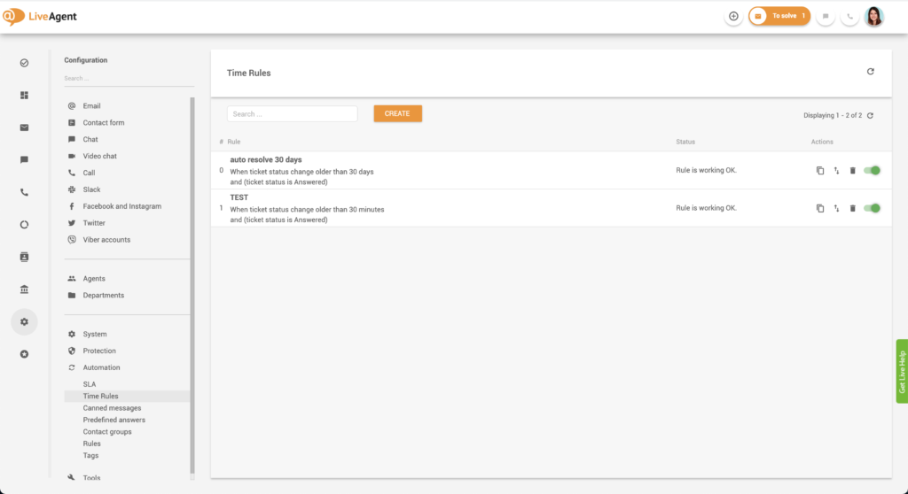 Παράδειγμα ενεργών κανόνων χρόνου