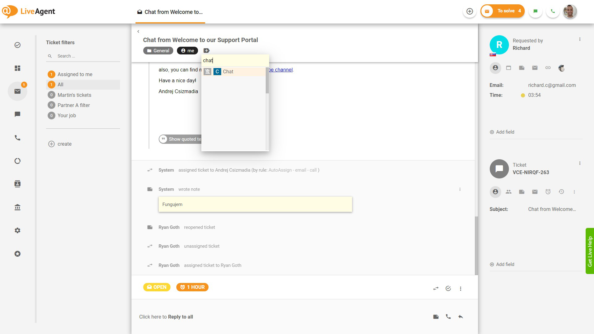 Προσθήκη ετικέτας σε εισιτήριο στο LiveAgent