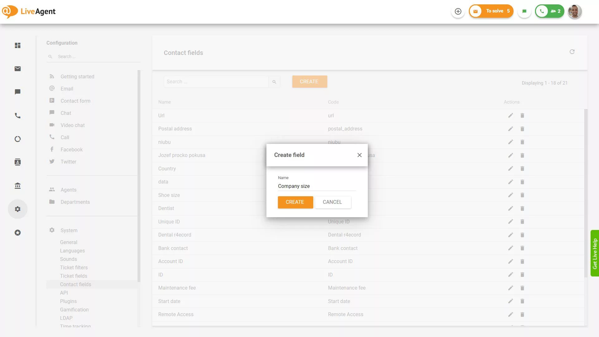 Προσθήκη ρυθμίσεων πεδίων επαφής