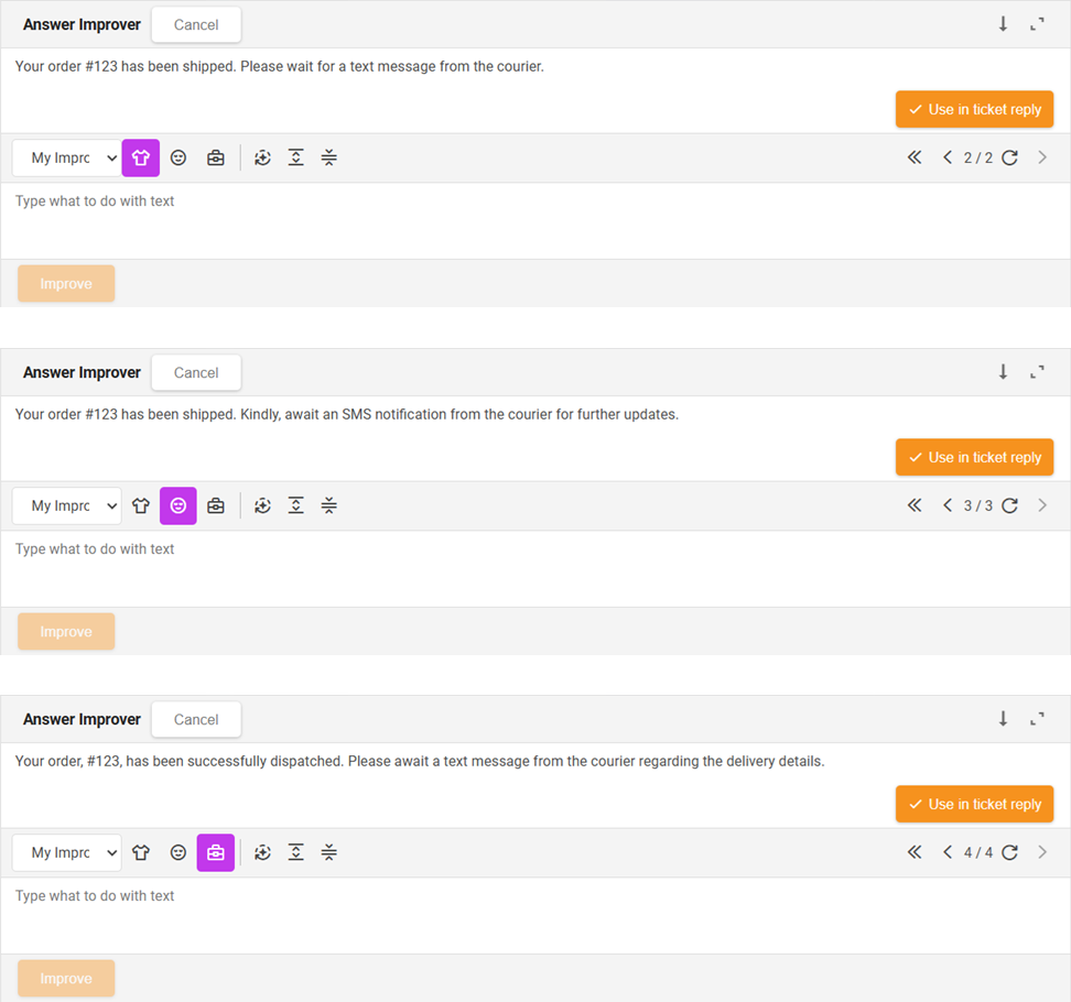 Λειτουργίες Answer Improver