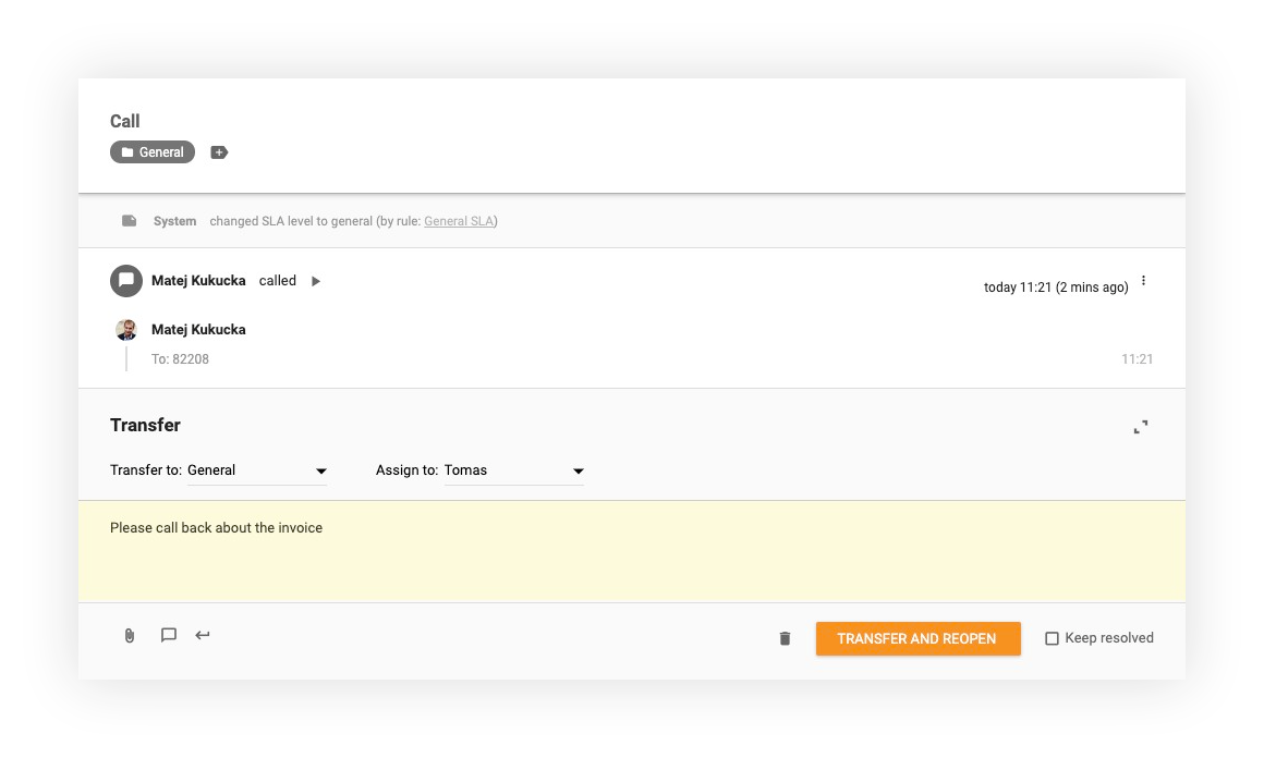 Λειτουργία μεταφοράς κλήσεων στο LiveAgent