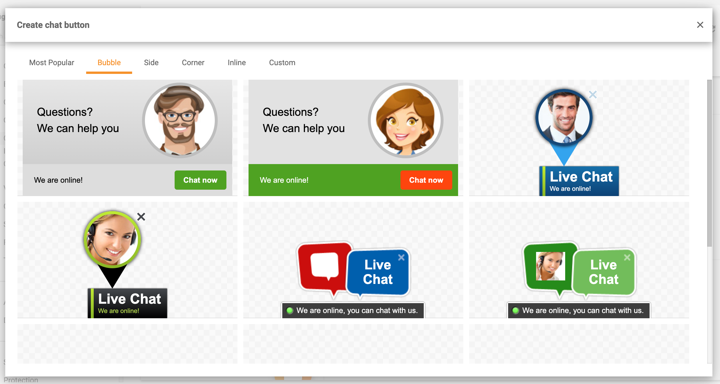 Κουμπιά chat φυσαλίδας