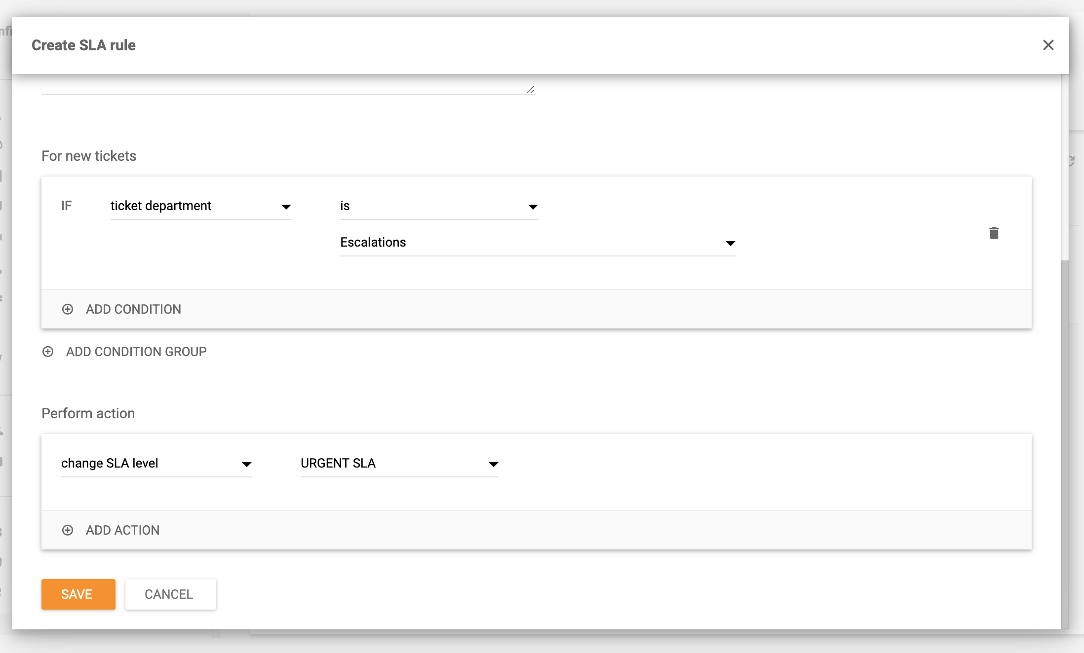 Δημιουργία κανόνα SLA στο LiveAgent