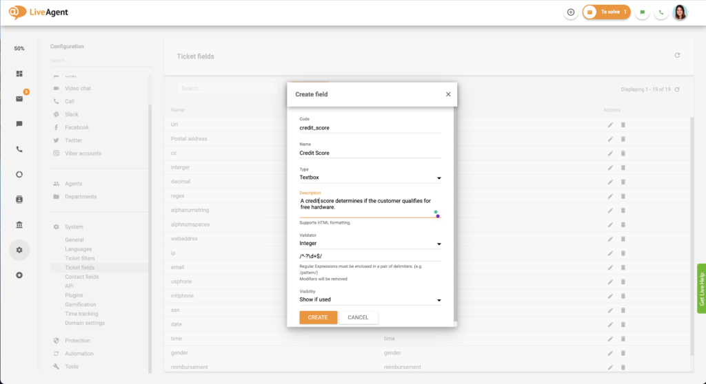 Δημιουργία πεδίου εισιτηρίου