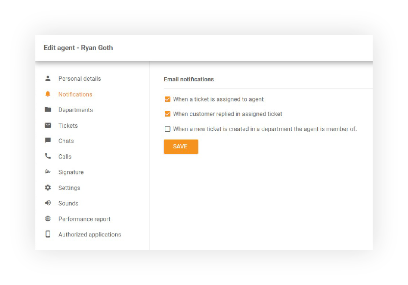 Ειδοποιήσεις email στο LiveAgent