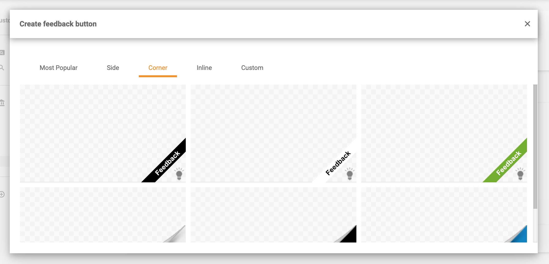 Κουμπιά ανατροφοδότησης στη γωνία