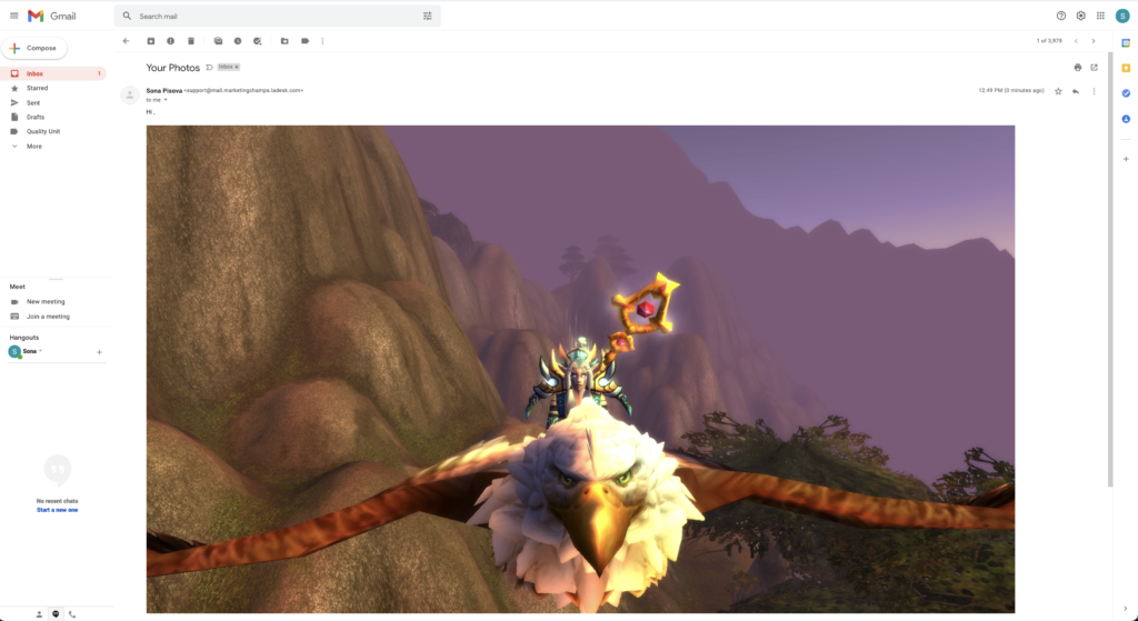 Παράδειγμα ενσωματωμένης επικολλημένης εικόνας σε ηλεκτρονικό ταχυδρομείο