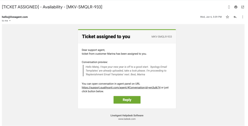 Ειδοποίηση email ευθύνης