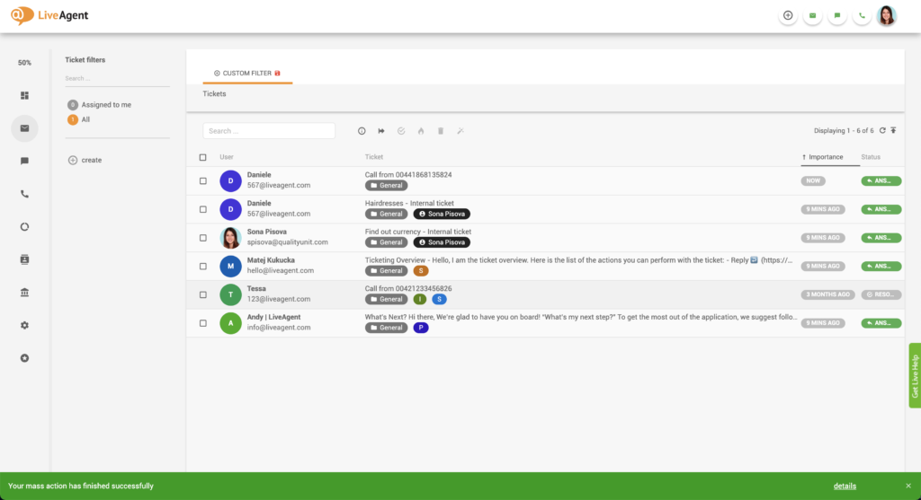 Ειδοποίηση επιτυχούς μαζικής ενέργειας