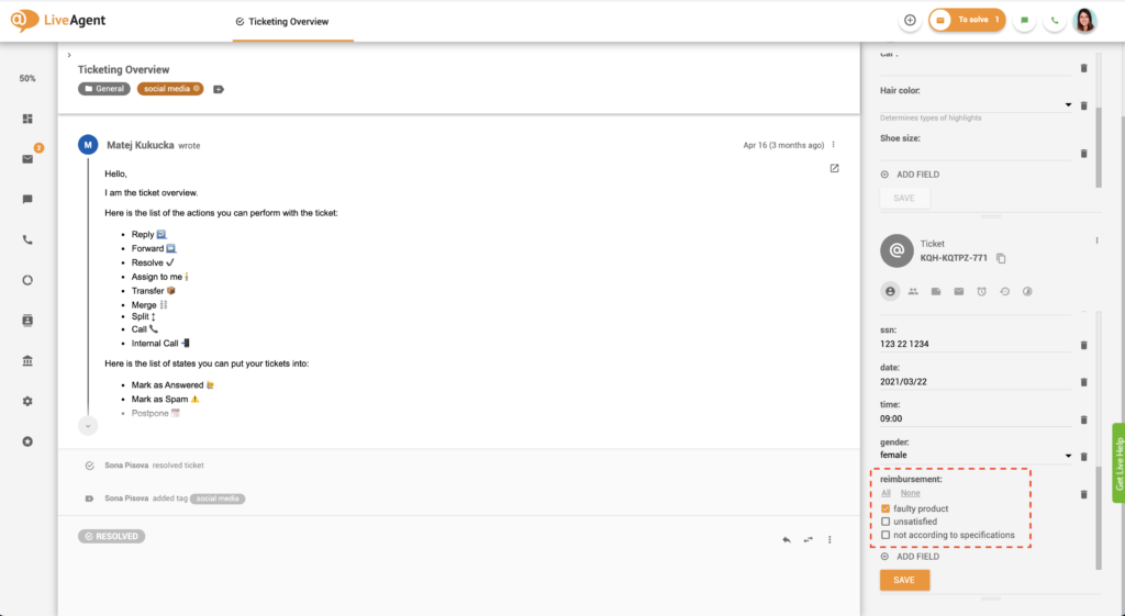 Παράδειγμα ομάδας checkbox πεδίων εισιτηρίων