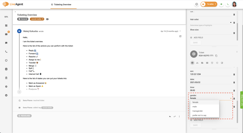 Παράδειγμα listbox πεδίων εισιτηρίων