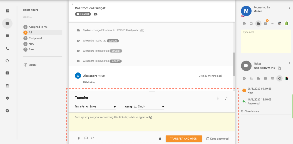 Μεταφορά εισιτηρίου στο LiveAgent