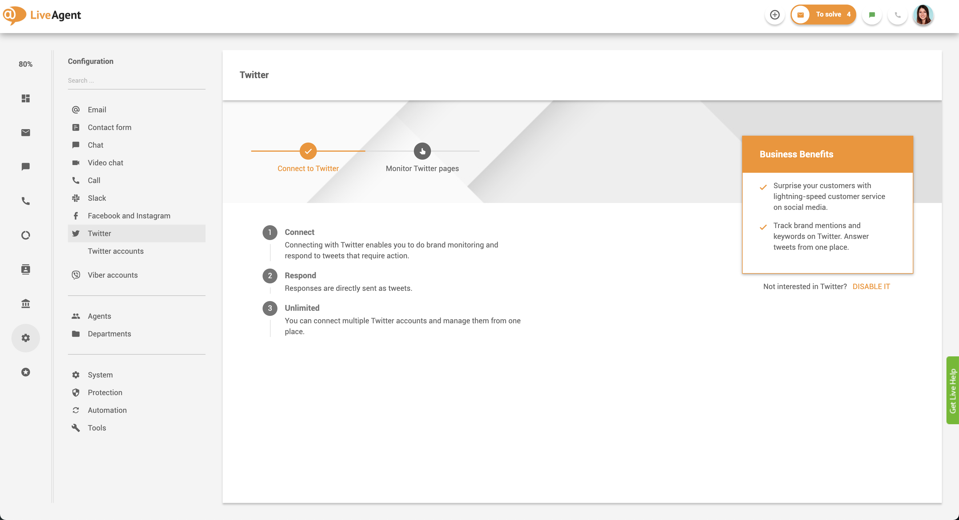 Σύνδεση Twitter με καθολική εισερχόμενη