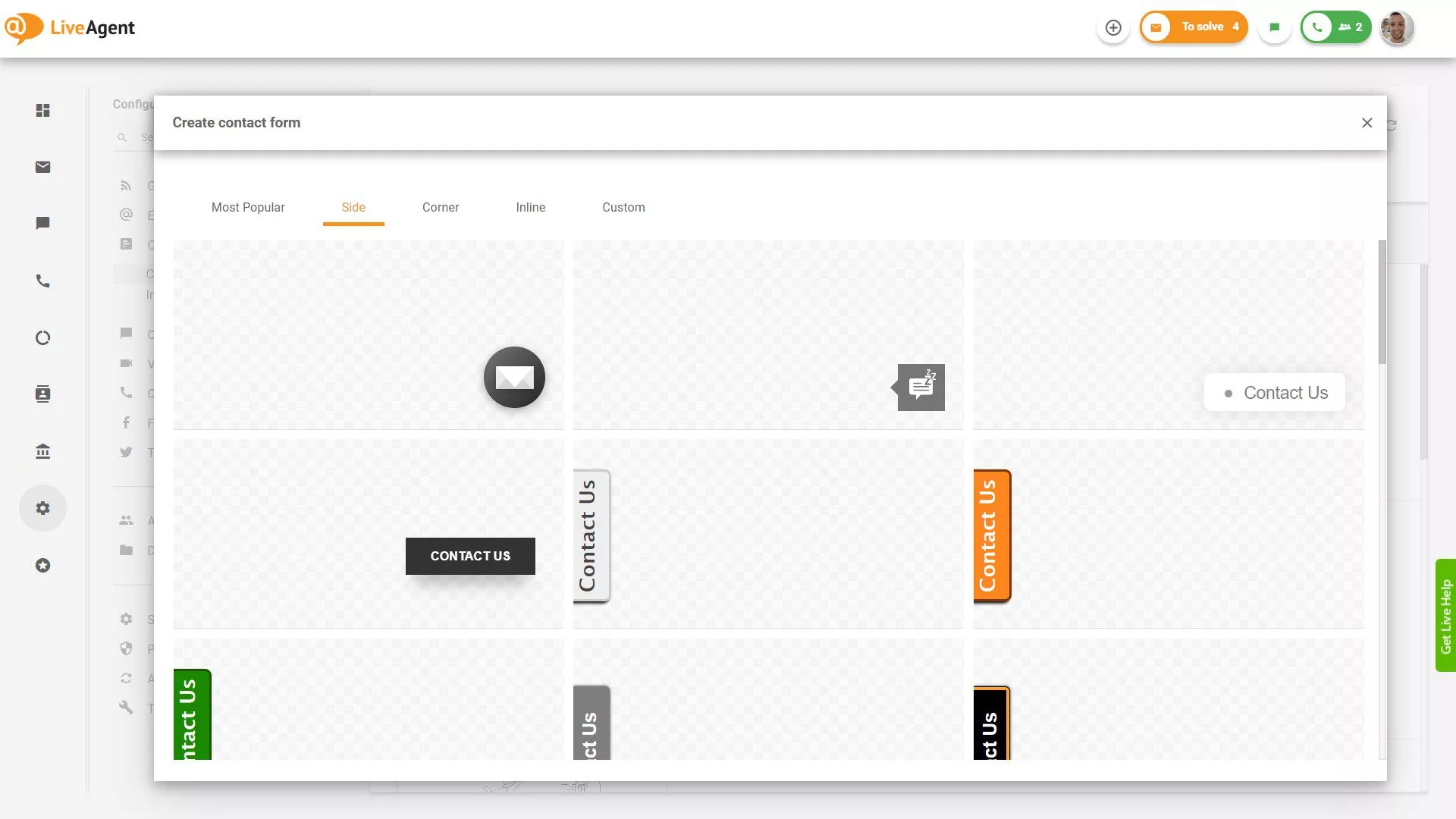 Κουμπιά φόρμας επικοινωνίας πλευράς