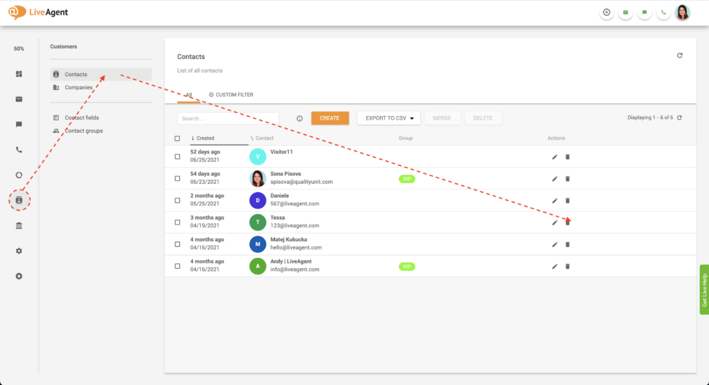 Επεξεργασία σημείωσης επαφής στο LiveAgent