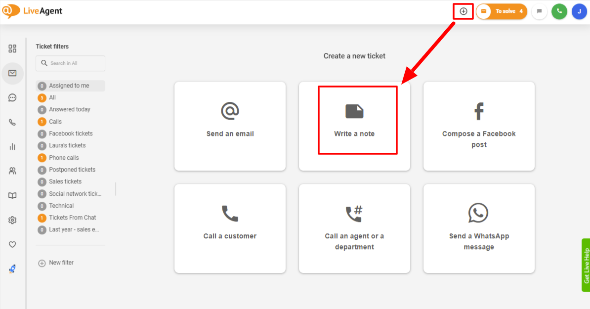 Χρήση εσωτερικών σημειώσεων LiveAgent για δημιουργία εισιτηρίου