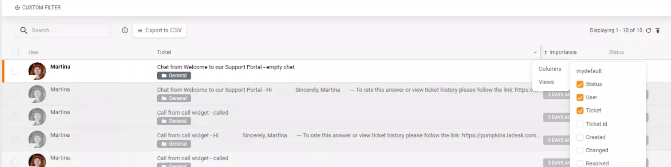 Εξαγωγή CSV συγκεκριμένων στηλών ή προβολών