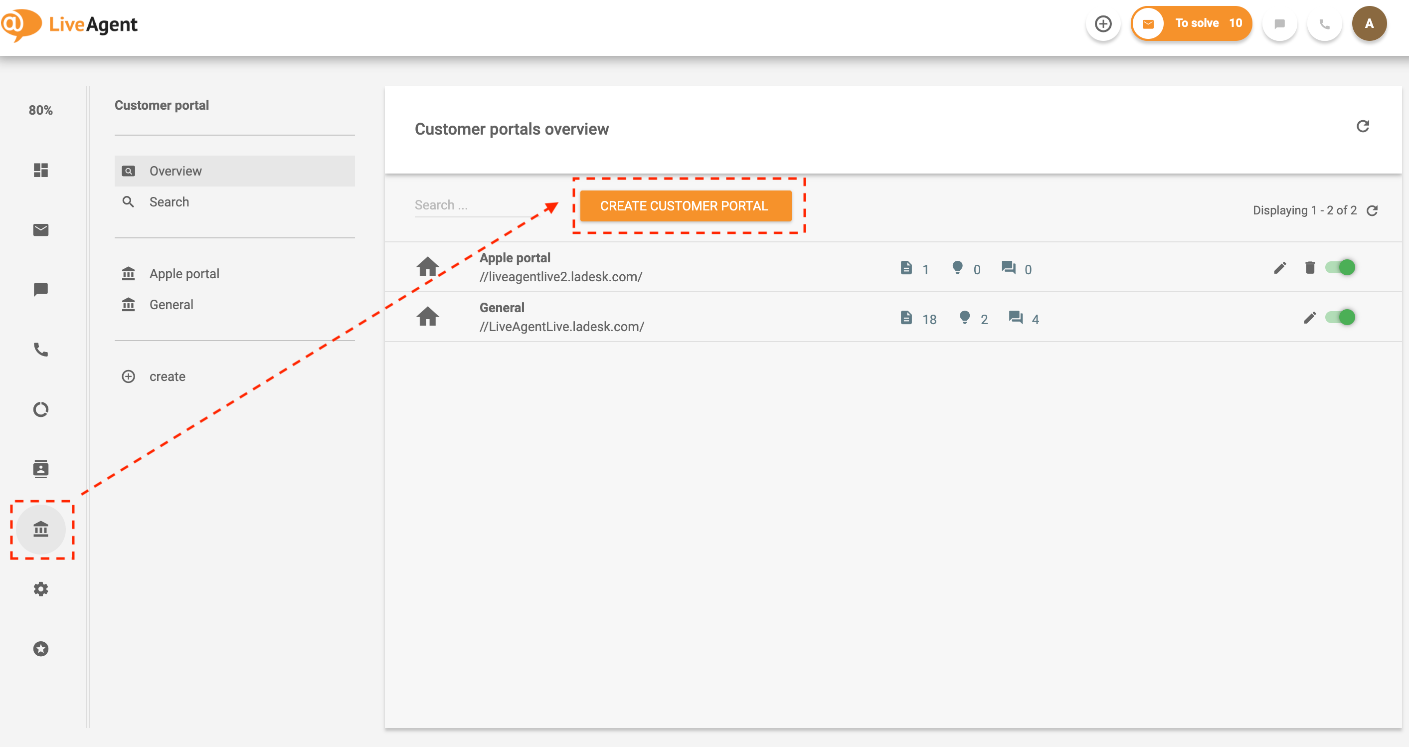 Πλοήγηση στη βάση γνώσης στο LiveAgent