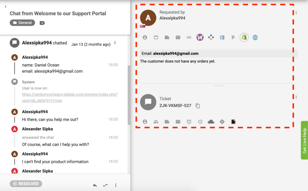Ενεργό πρόσθετο Shopify στο LiveAgent