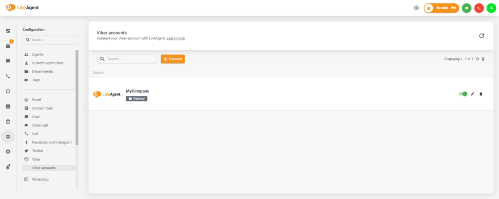 Επιτυχής ενσωμάτωση μεταξύ Viber και LiveAgent