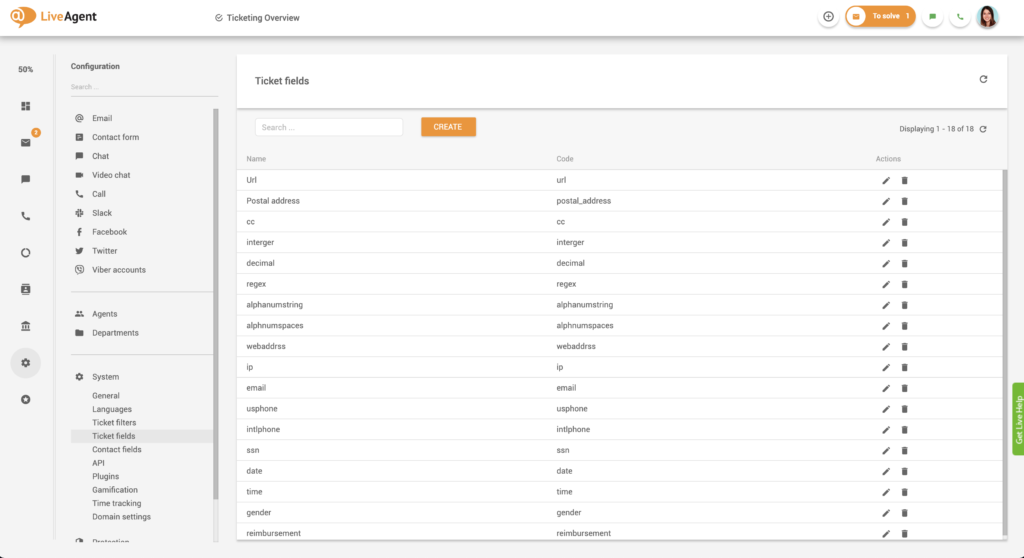 Χαρακτηριστικά πεδίων εισιτηρίων