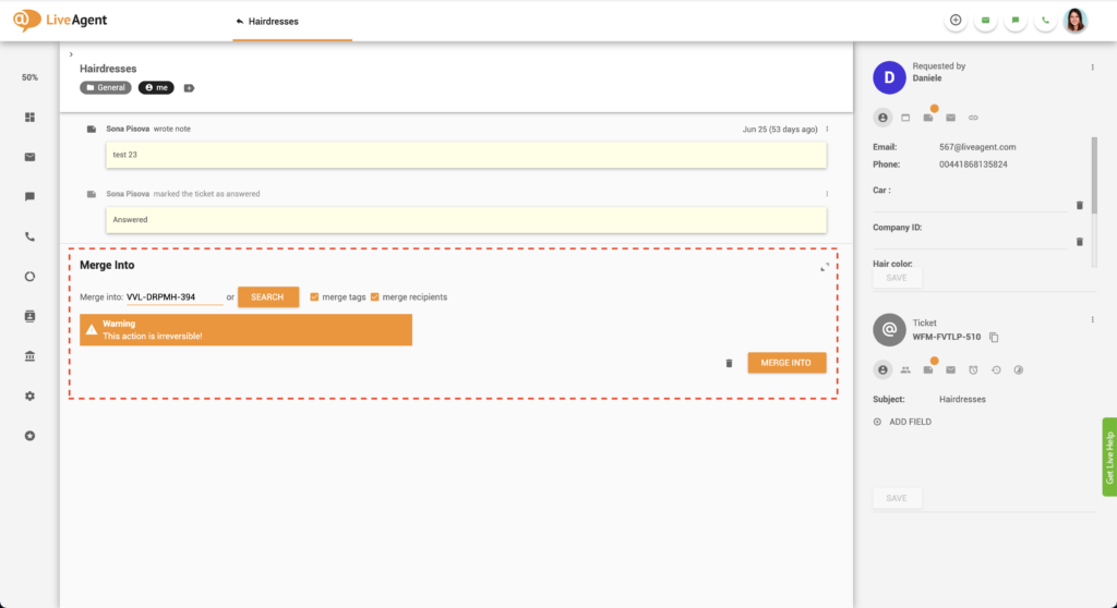 Συγχώνευση δύο εισιτηρίων