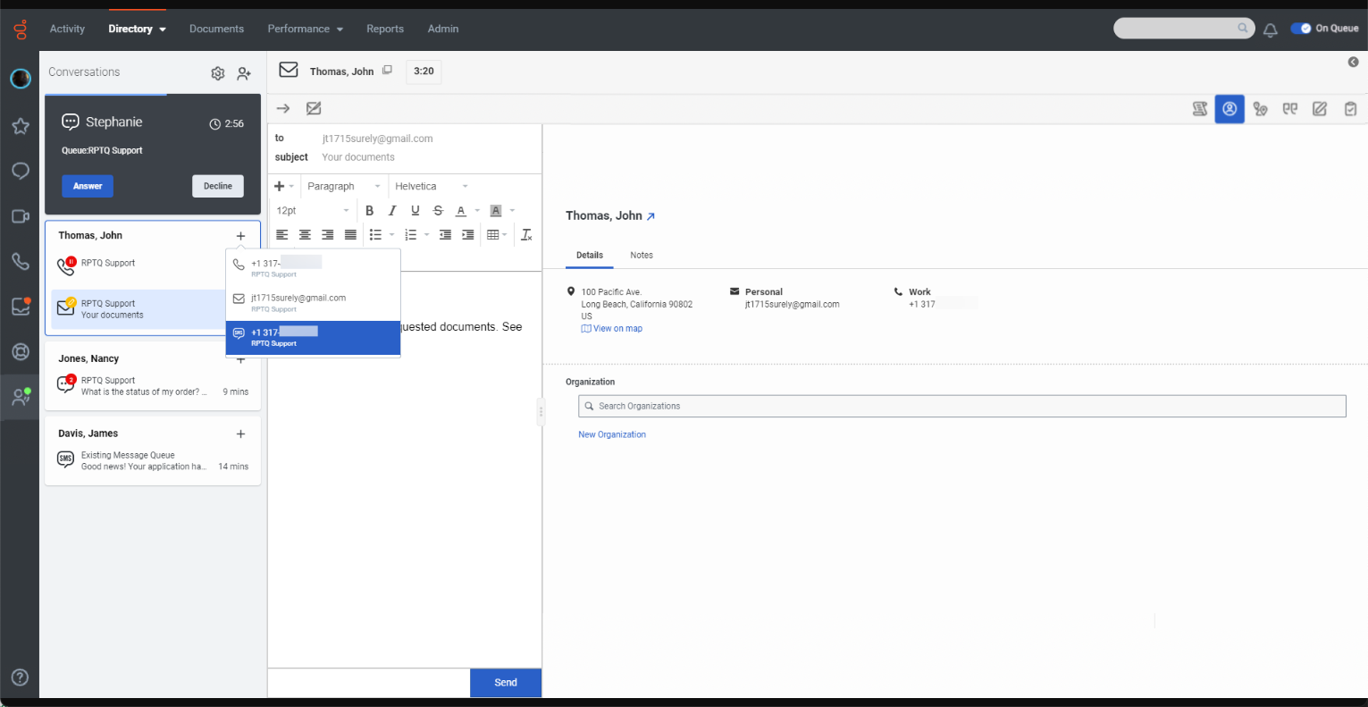 Διεπαφή χρήστη Genesys Cloud