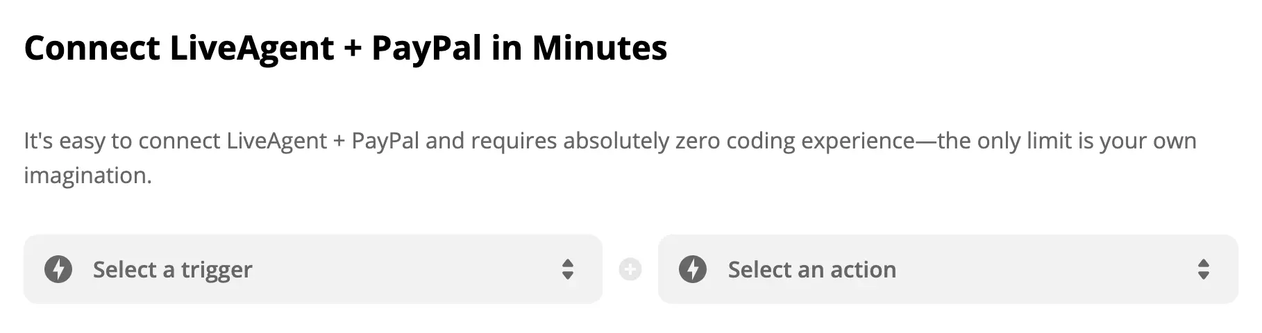 Επιλογή ενεργοποιητή PayPal και ενέργειας LiveAgent