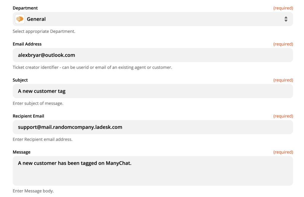 Ρύθμιση ενέργειας LiveAgent στο Zapier