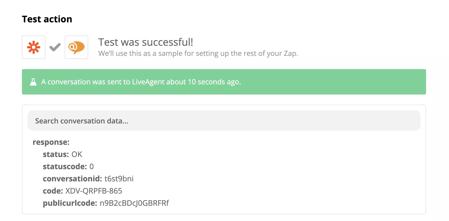 A successful test of a Stripe and LiveAgent integration