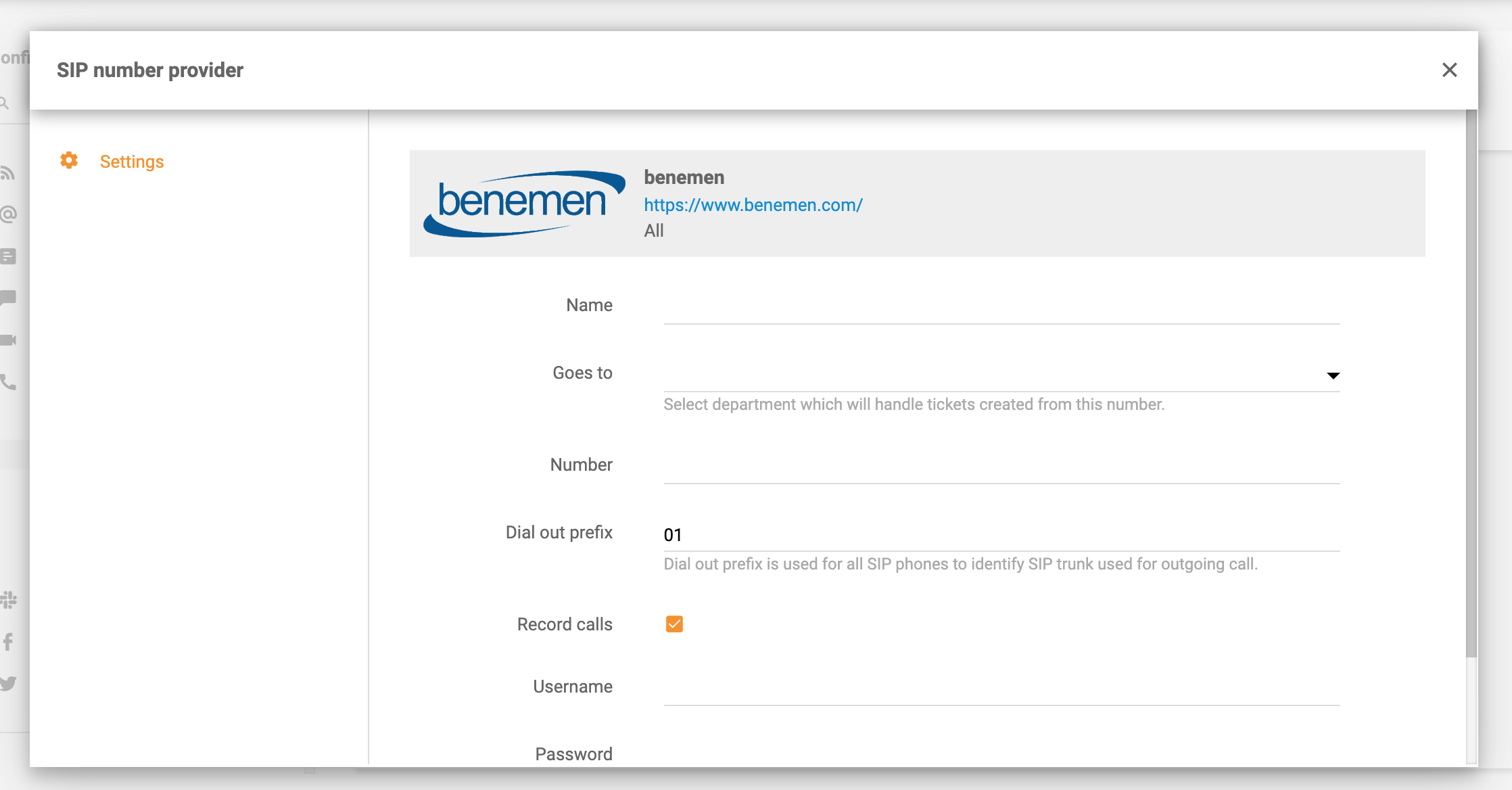 Benemen integration in LiveAgent