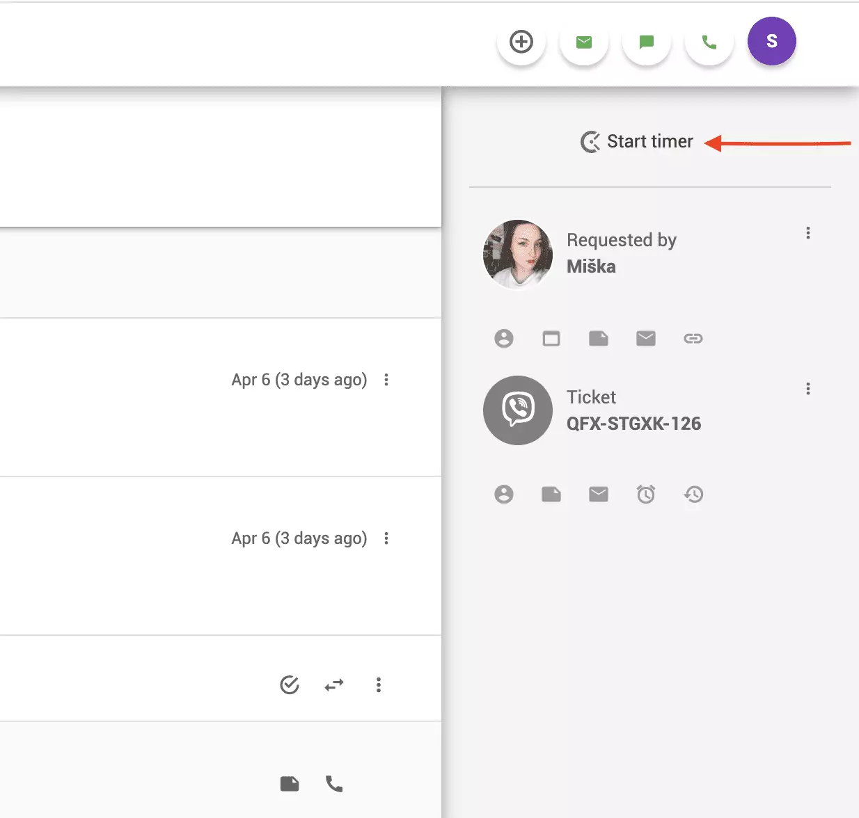 Χρονόμετρο Clockify σε εισιτήριο LiveAgent