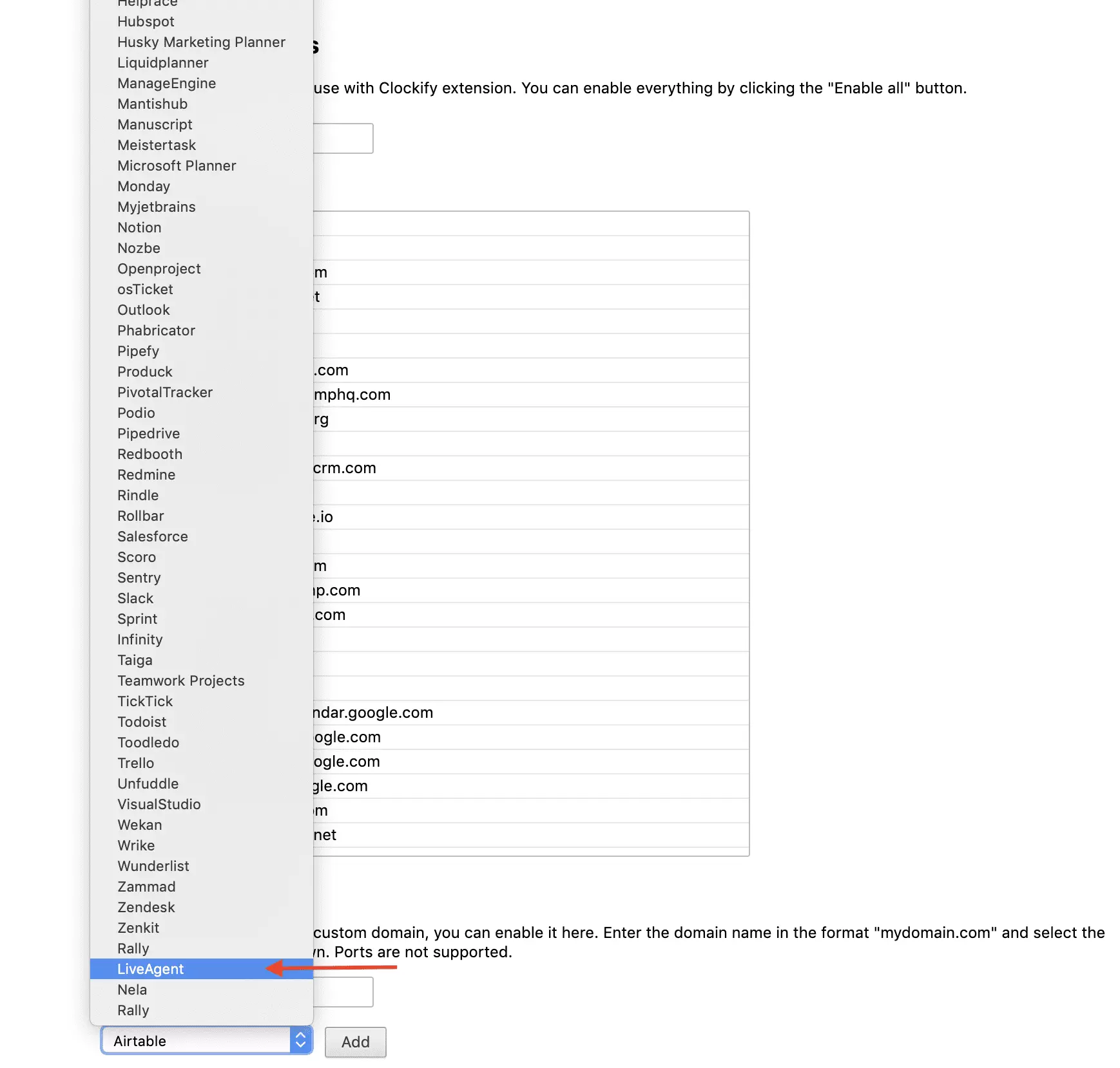 Ενσωμάτωση Clockify LiveAgent