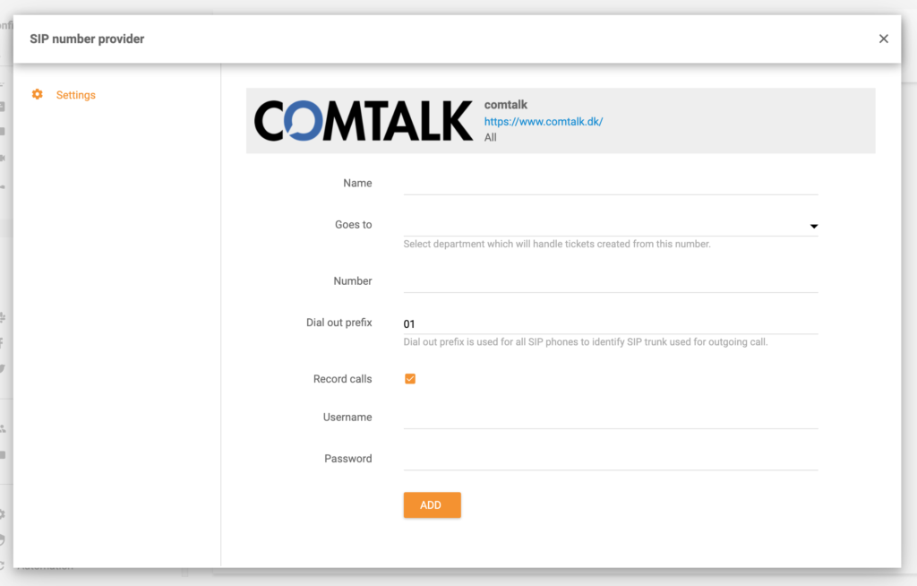 Ενσωμάτωση LiveAgent ComTalk