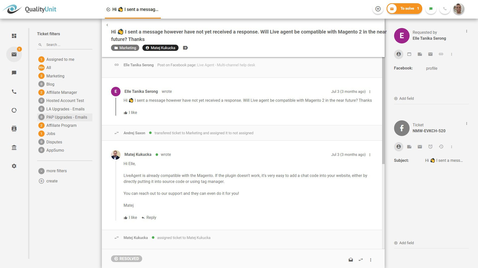 Απάντηση σε δημοσιεύσεις Facebook από το LiveAgent