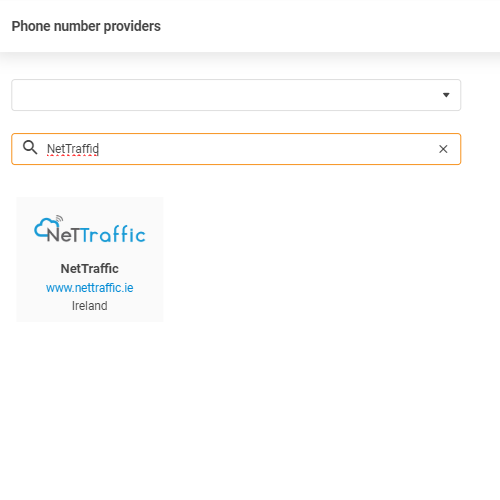 Επιλογή παρόχου NetTraffic στο LiveAgent