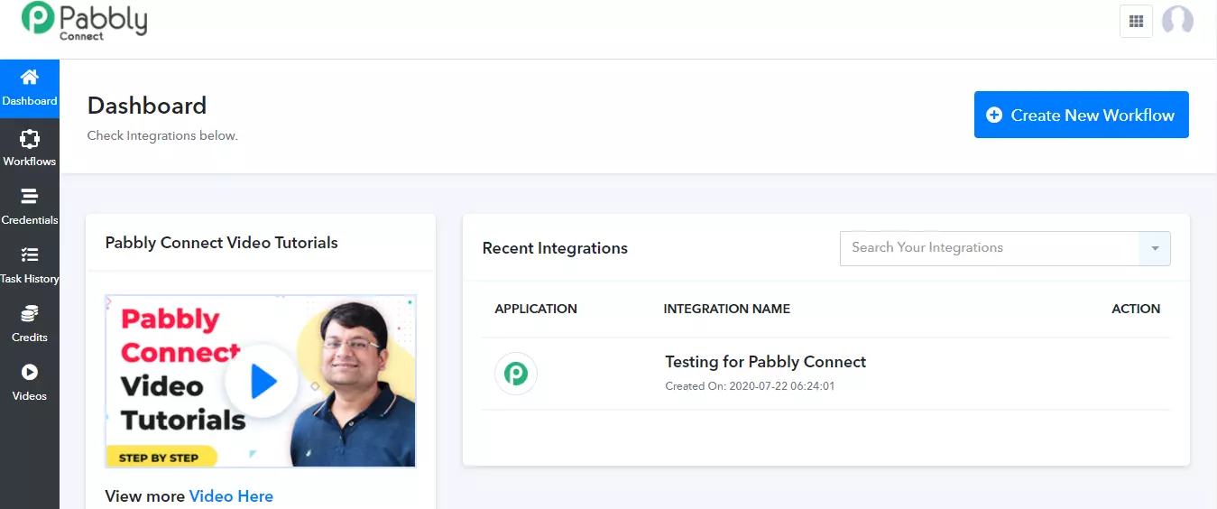 Pabbly Connect User Dashboard