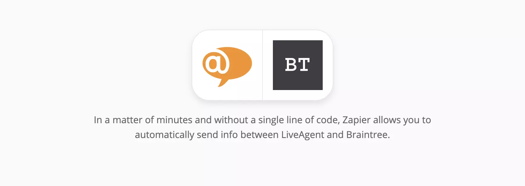Σελίδα ενσωμάτωσης LiveAgent και Braintree στο Zapier
