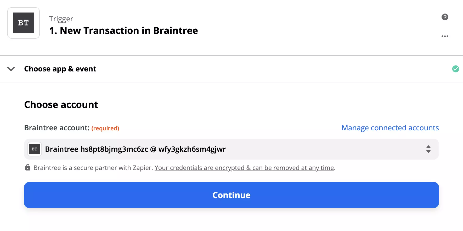 Διαμόρφωση trigger Braintree στο Zapier