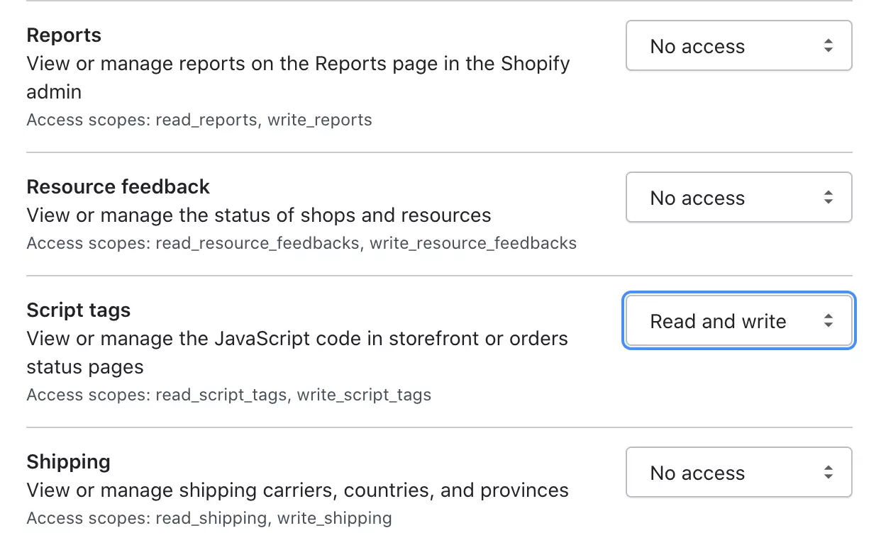 Αλλαγή δικαιωμάτων χειροκίνητα για να επιτρέψετε στο LiveAgent πρόσβαση στα δεδομένα Shopify