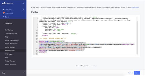 Ενοποίηση Bigcommerce LiveAgent