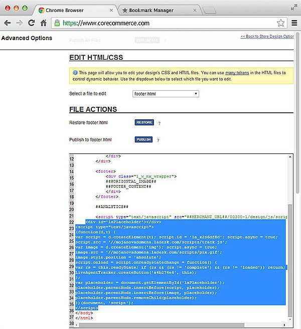 Ολοκλήρωση CoreCommerce LiveAgent