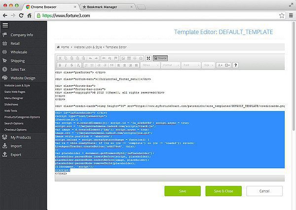 Ρύθμιση ενσωμάτωσης LiveAgent Fortune 3