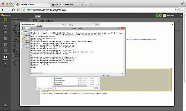 Ενσωμάτωση Prestashop LiveAgent - Επεξεργασία footer