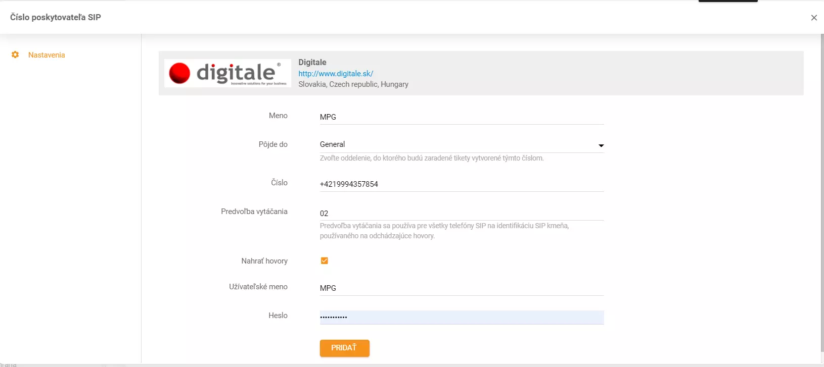 Ρύθμιση διαπιστευτηρίων Digitale